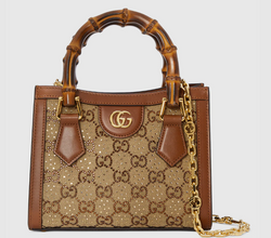 Gucci Diana crystals small tote bag
